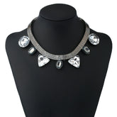 Kaamastra Geometric Triangle Gemstone Statement Necklace silver